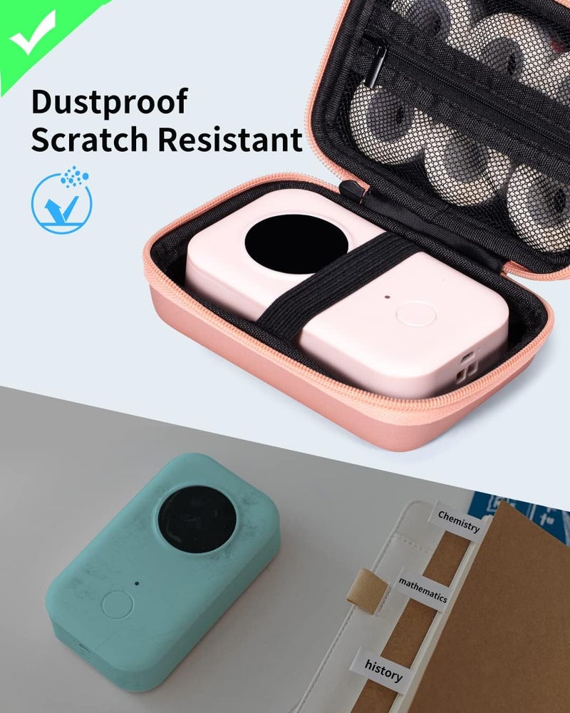 Memoking T02 Hard Storage Case - Compatible with Phomemo D30, SUPVAN E10, NIIMBOT D11, JADENS D110 and More, with Zipper Mesh Pocket, Waterproof Shockproof, Pink (Only Case) - Image 5